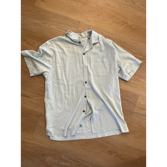 Tommy Bahama 100% Silk Shirt Mens Solid Beach Resort Short Sleeve large - Picture 1 of 5